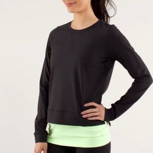 Black long sleeve lululemon top with zip up back